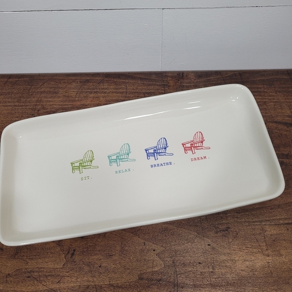 Rae Dunn Magenta Beach Chair Inspirational Platter Ceramic Serving Plate - Picture 1 of 6